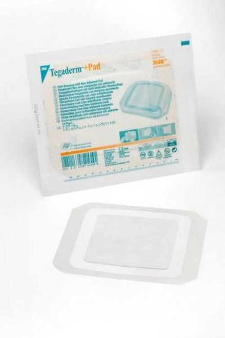 Transparent Film Dressing with Pad 3M™ Tegaderm™ +Pad 6 x 6 Inch Frame Style Delivery Square Sterile 3588 Pack of 1 3M™ Tegaderm™ +Pad 360349_EA