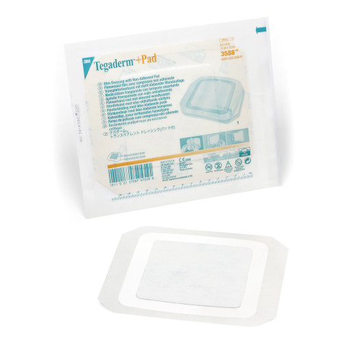 3M Tegaderm +Pad Transparent Film Dressing with Pad 6 X 6 Inch Frame Style Delivery Square Sterile, 3588, Pack of 1