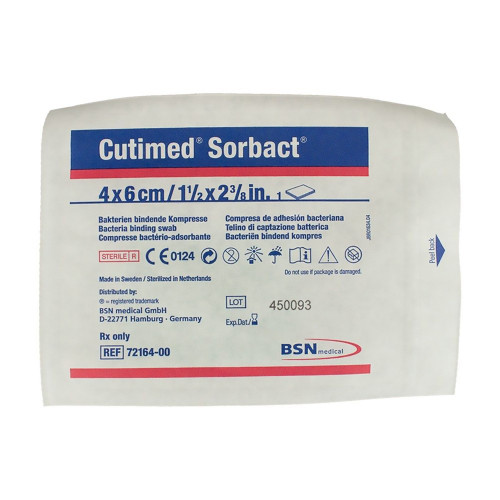 Cutimed Sorbact Antimicrobial Mesh Dressing 1-3/5 X 2-2/5 Inch Rectangle Sterile, 7216412, Pack of 1