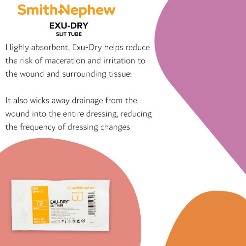 EXU-DRY Anti-Shear Super Absorbent Dressing 2 X 3 Inch Slit Tube, 5999PTM, Pack of 1