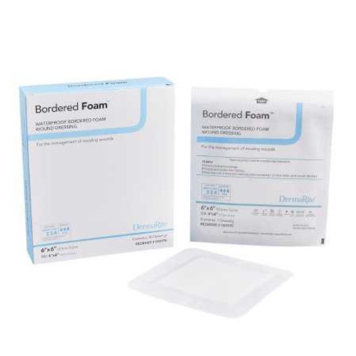 Foam Dressing BorderedFoam® 6 x 6 Inch With Border Waterproof Backing Nonacrylic Adhesive Square Sterile 00297E Pack of 1 BorderedFoam® 773141_EA