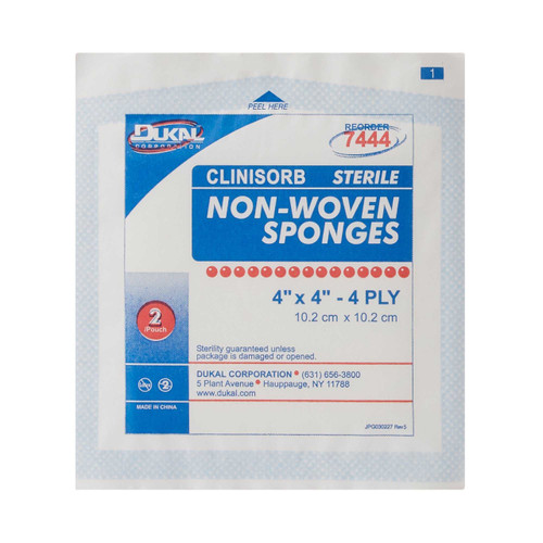Nonwoven Sponge Clinisorb 4 x 4 Inch 2 per Pack Sterile 4-Ply Square 7444 Box of 50 Clinisorb 785904_BX