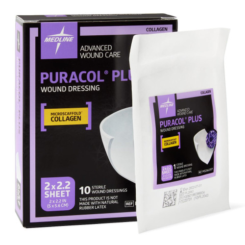 Puracol Plus Collagen Dressing 2 X 2-1/4 Inch Rectangle Sterile, MSC8622EP, Box of 10