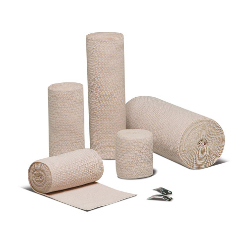 Elastic Bandage REB LF 4 Inch x 5 Yard Clip Detached Closure Tan NonSterile Standard Compression 16400000 Pack of 1
