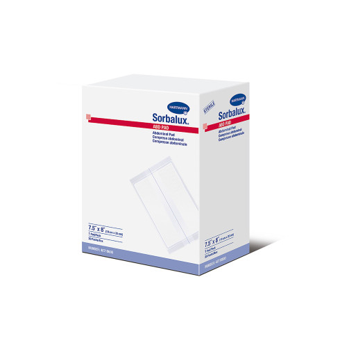 Sorbalux ABD Abdominal Pad 7-1/2 X 8 Inch 1-Ply Sterile 1 per Pouch, 48710000, Box of 20