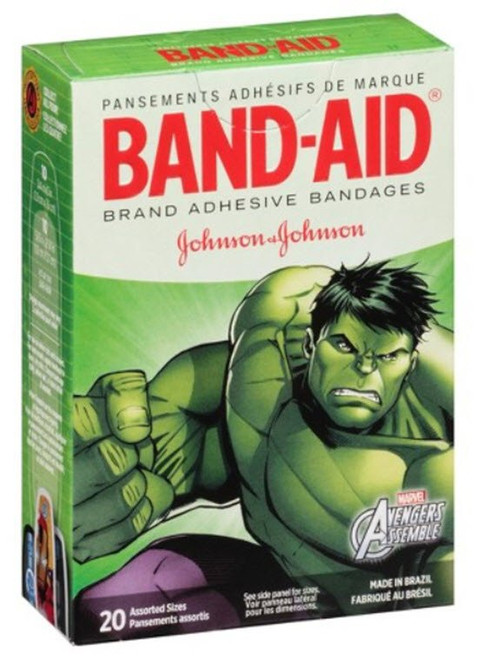 Band-Aid Adhesive Strip Plastic Kid Design (Avengers) 5/8 X 2-1/4 Inch / 3/4 X 3 Inch Sterile, 111628200, Box of 20