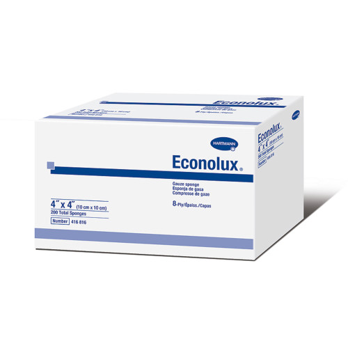 Econolux Gauze Sponge 4 X 4 Inch 8-Ply NonSterile 200 per Pack, 416816, Case of 4000