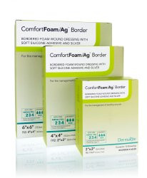 ComfortFoam/Ag Border Silver Foam Dressing 4 X 4 Inch Square Sterile, 48440, Box of 10