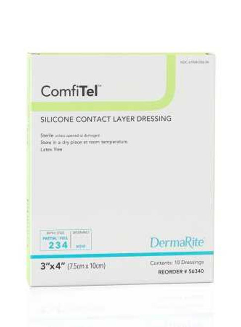 DRSG WND COMFIT SIL 3"X4" 10/BX DERMRT 56340 Each/1 DERMARITE INDUSTRIES LLC 946511_EA