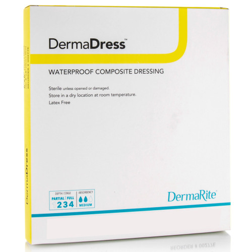 DermaDress Composite Dressing 4 X 4 Inch Square Sterile Waterproof Film Backing, 00276E, Pack of 1