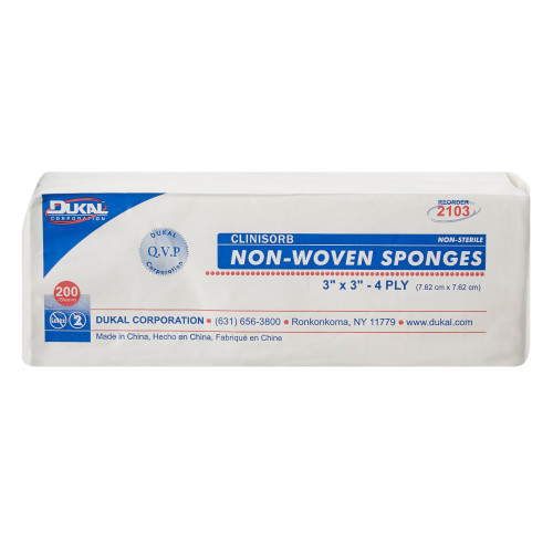 Clinisorb Nonwoven Sponge 3 X 3 Inch 4-Ply NonSterile 200 per Pack, 2103, Bag of 200