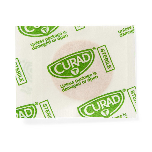 Curad Adhesive Spot Bandage Plastic Tan 7/8 Inch Diameter Sterile, NON25501, Case of 12