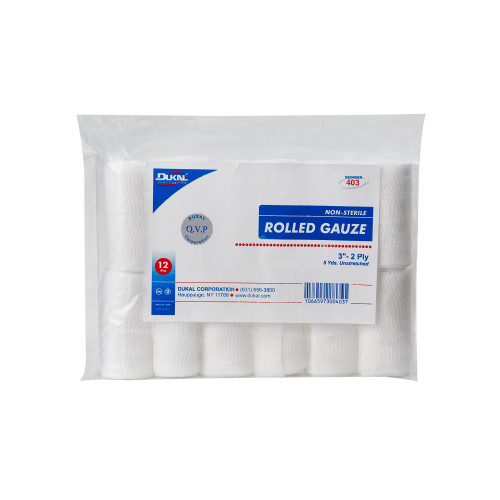 Dukal Conforming Bandage 3 Inch X 5 Yard 2-Ply NonSterile 12 per Pack, 403, Case of 96