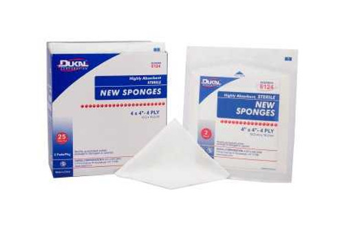 NonWoven Sponge Dukal Polyester / Rayon 4-Ply 4 X 4 Inch Square Sterile 6124 Box/25 DUKAL CORPORATION 813502_BX