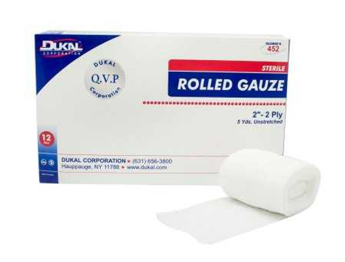 Fluff Dressing Dukal Cotton Gauze 2-Ply 2 Inch X 5 Yard Roll Sterile 452 Case/96 DUKAL CORPORATION 519205_CS