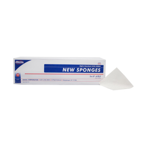 Dukal Nonwoven Sponge 3 X 3 Inch 4-Ply NonSterile 200 per Pack, 6113, Bag of 1