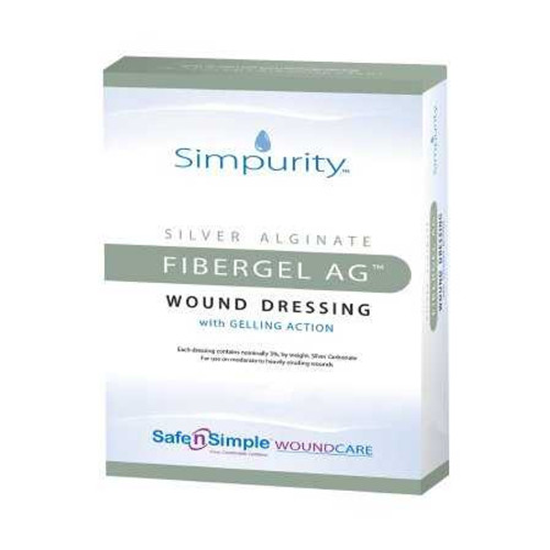 Silver Alginate Dressing Simpurity™ Fibergel AG™ 4 x 4-3/4 Inch Rectangle Sterile SNS56716 Pack of 1 Simpurity™ Fibergel AG™ 1088926_EA