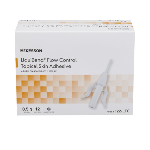 McKesson LiquiBand Flow Control Skin Adhesive 0.5 mL Liquid Precision Applicator Tip n-Butyl Cyanoacrylate, 122-LFC, Pack of 1
