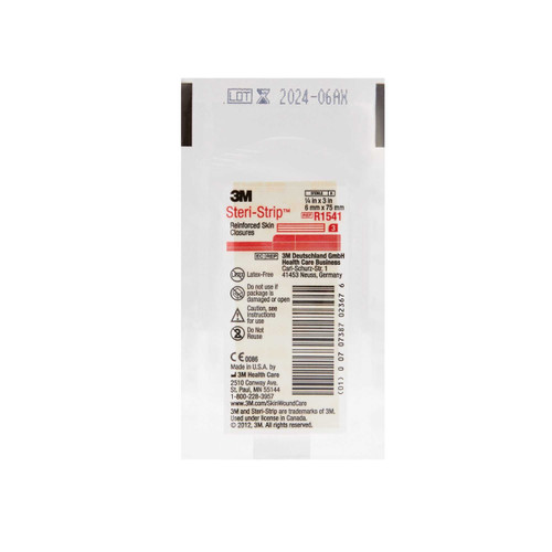 Skin Closure Strip Steri-Strip 1/4 X 3 Inch Nonwoven Material Reinforced Strip White R1541 Pack/3 3M 5780_PK