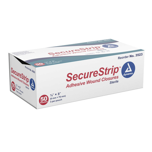 Skin Closure Strip Secure Strip 1/4 x 3 Inch Nonwoven Material Flexible Strip White 3523 Pack of 3 DYNAREX CORP. 811875_PK