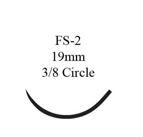 Nonabsorbable Suture with Needle Prolene™ Polypropylene FS-2 3/8 Circle Reverse Cutting Needle Size 5 - 0 Monofilament 8661G Box of 12 Prolene™ 3254_BX