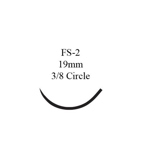 Nonabsorbable Suture with Needle Prolene Polypropylene FS-2 3/8 Circle Reverse Cutting Needle Size 5 - 0 Monofilament 8661G Box of 12