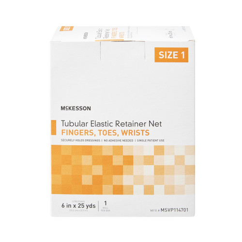 McKesson Elastic Net Retainer Dressing Tubular White Elastic Size 1 6 Inch X 25 Yard (15.2 cm x 22.9 m) Finger / Toe / Wrist NonSterile, MSVP114701, Case of 10