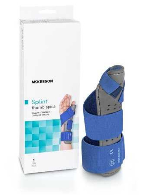 Thumb Splint McKesson Adult Large / X-Large Hook and Loop Strap Closure Left Hand Blue / Gray 155-79-87118 Each/1 LF01126 MCK BRAND 1159135_EA