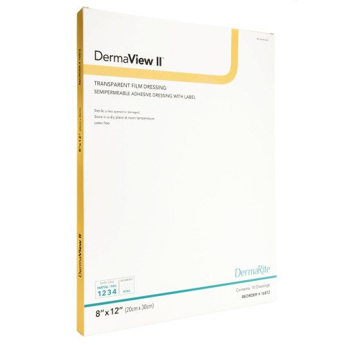 DermaView II Transparent Film Dressing 8 X 12 Inch Frame Style Delivery Rectangle Sterile, 16812, Pack of 1