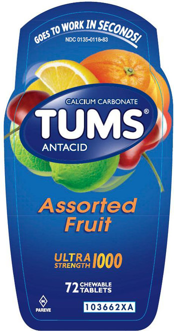 Antacid Tums Ultra Strength 1000 mg Strength Chewable Tablet Pack of 1