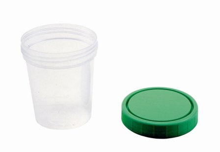 Specimen Container AMSure 120 mL (4 oz.) Screw Cap Patient Information Poly Bagged Sterile / Sterile Inside Only AS340 Case of 100