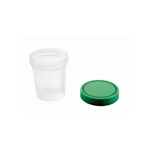 Specimen Container AMSure 120 mL (4 oz.) Screw Cap Patient Information Poly Bagged Sterile / Sterile Inside Only AS340 Case of 100