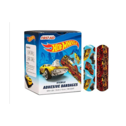 Adhesive Strip Hot Wheels Stat Strip® 3/4 x 3 Inch Plastic Rectangle Kid Design (Hot Wheels) Sterile 1087750 Box of 100