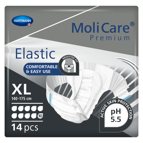 MoliCare Premium Elastic 10D Incontinence Brief Adult X-Large Unisex Disposable Heavy Absorbency, 165674, Case of 56