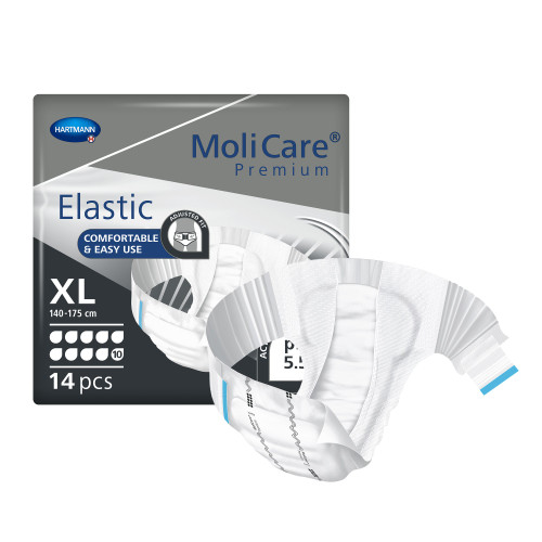 MoliCare Premium Elastic 10D Incontinence Brief Adult X-Large Unisex Disposable Heavy Absorbency, 165674, Pack of 14