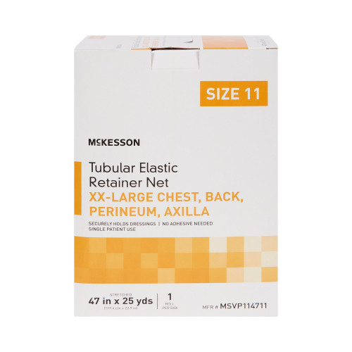 McKesson Elastic Net Retainer Dressing Tubular White Elastic Size 11 47 Inch X 25 Yard (119.4 cm X 22.9 m) 2X-Large Chest / Back / Perineum / Axilla NonSterile, MSVP114711, Box of 1