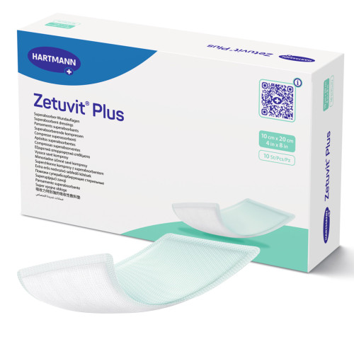 Zetuvit Plus Super Absorbent Dressing Without Adhesive 4 X 8 Inch Rectangle, 413111, Box of 10
