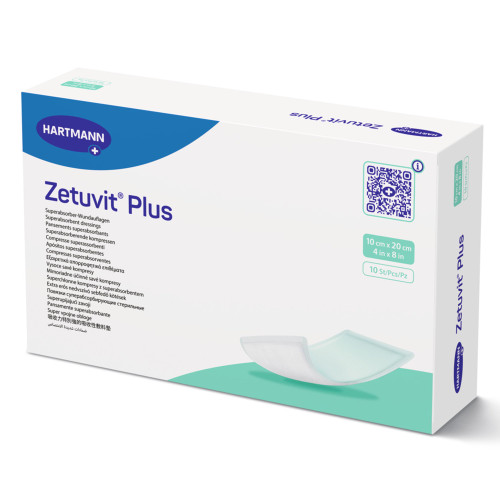 Zetuvit Plus Super Absorbent Dressing Without Adhesive 4 X 8 Inch Rectangle, 413111, Box of 10