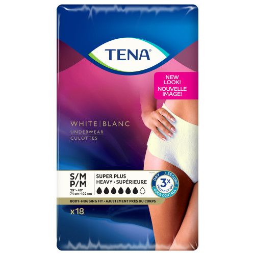 TENA Women Super Plus Absorbent Underwear Pull On with Tear Away Seams Adult Small / Medium Female Disposable Heavy Absorbency, 54285, Bag of 18