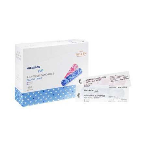 Adhesive Strip McKesson Kids 3/4 X 3 Inch Plastic Rectangle Kid Design Blue / Pink Camo Sterile 16-4836 Box/100 79-89060 MCK BRAND 1055593_BX