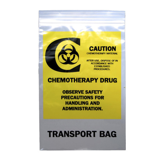 LK Hazardous Drug Bag Biohazard Symbol / Chemotherapy Drug / Transport Bag Clear / Yellow 9 X 12 Inch, F40912CTB, Case of 1000