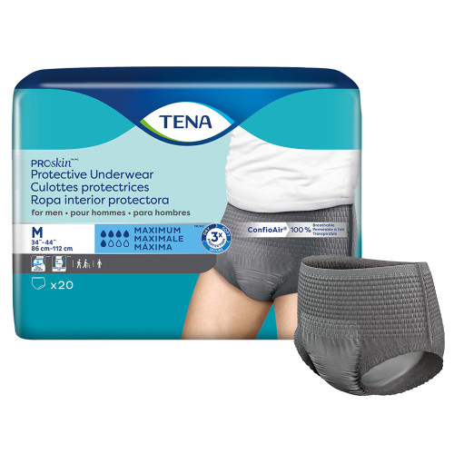 TENA ProSkin Absorbent Underwear Pull On with Tear Away Seams Adult Medium Male Disposable Moderate Absorbency, 73520, Case of 80