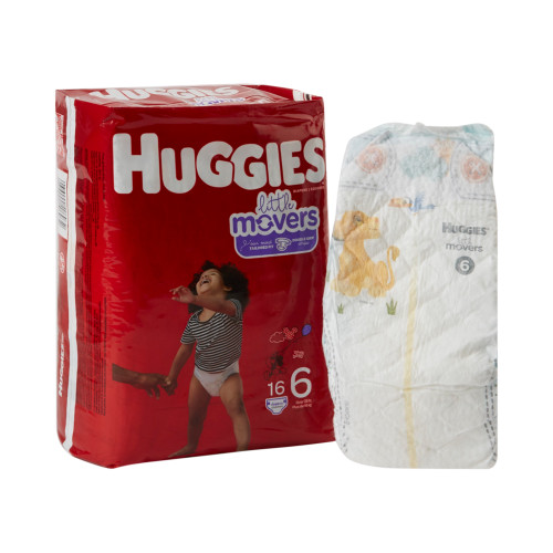 Unisex Baby Diaper Huggies Little Movers Size 6, Moderate Absorbency 49693 Case of 64
