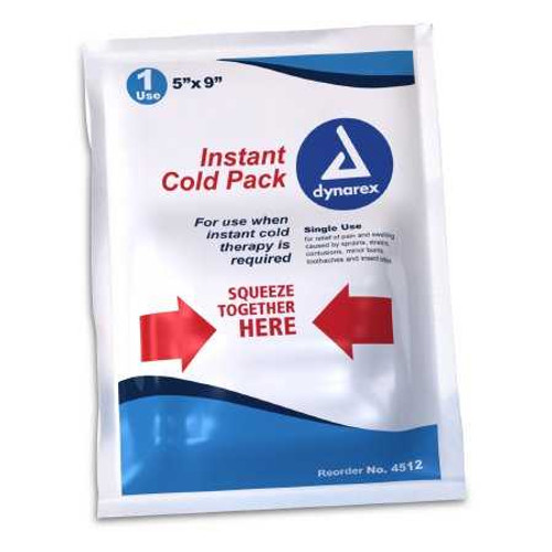 Instant Cold Pack Dynarex General Purpose One Size Fits Most 5 X 9 Inch Plastic / Calcium Ammonium Nitrate / Water Disposable 4512 Case/24 MT1X24 Dynarex 530232_CS