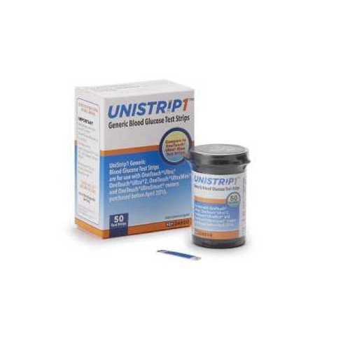 Blood Glucose Test Strips Unistrip 50 Strips per Box For OneTouch Ultra Blood Glucose Meter 89167024850 Box/50 14293 Strategic Products Group Inc 1080455_BX