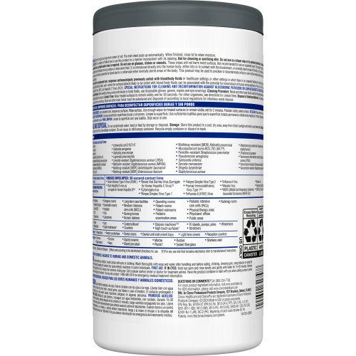 Clorox Healthcare VersaSure Surface Disinfectant Cleaner Premoistened Quaternary Based Manual Pull Wipe 150 Count Canister Scented NonSterile, 31758, Carton of 1