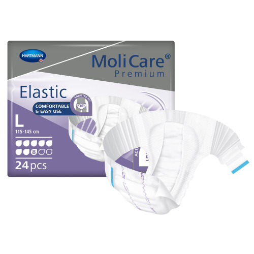 MoliCare Premium Elastic 8D Incontinence Brief Adult Large Unisex Disposable Heavy Absorbency, 165473, Case of 72