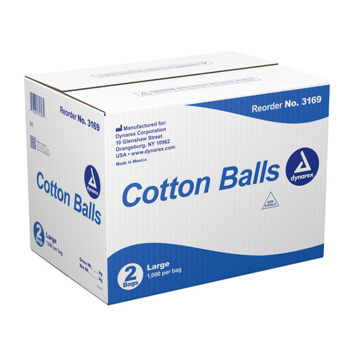 Dynarex Cotton Ball Large NonSterile, 3169, Case of 2000