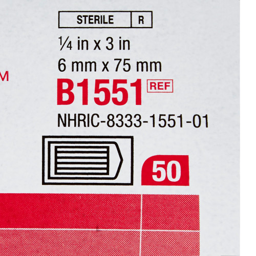 Steri-Strip Skin Closure Strip 1/4 X 3 Inch Nonwoven Material Flexible Strip Tan, B1551, Case of 200