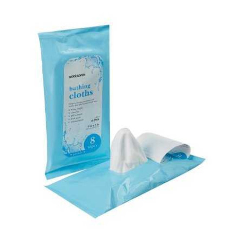 Rinse-Free Bath Wipe McKesson Soft Pack Purified Water / Methylpropanediol / Glycerin / Aloe Scented 8 Count 16-7900 Case/352 51885 MCK BRAND 1121227_CS